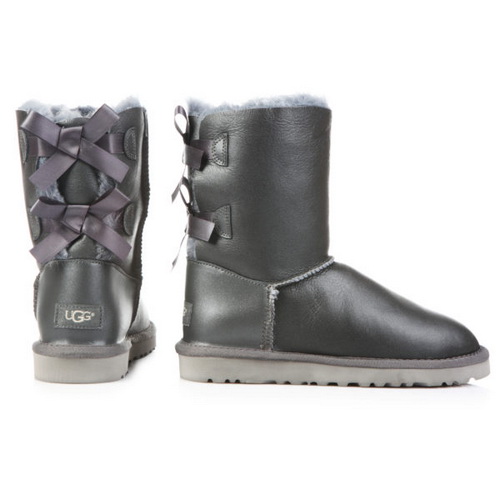 UGG Bailey Bow Leather Gray